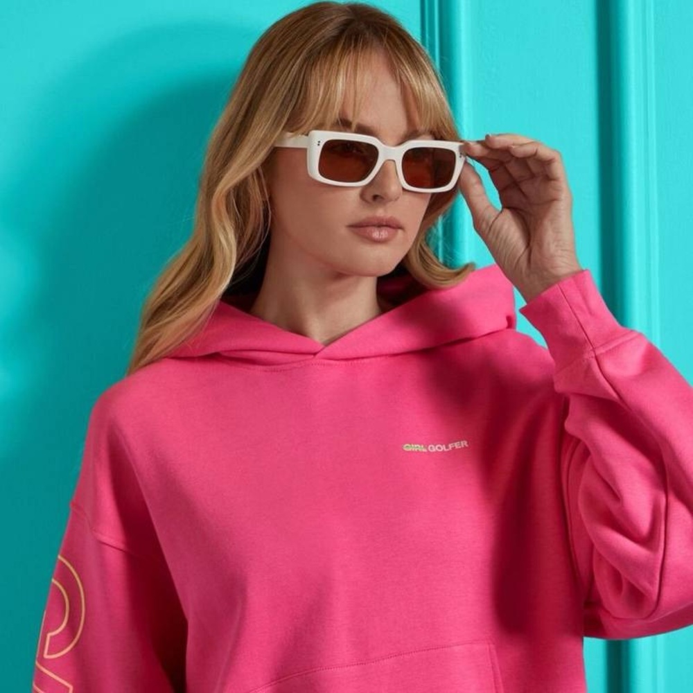G/Fore Girl Golfer Sweatshirt Size M L XL Knockout Pink French Terry Hoodie NEW